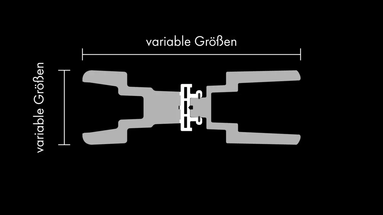 INWI Standard Stromschiene mit Abstandhaltern – technischer Querschnitt von DWD Concepts zur Darstellung der integrierten LED-Stromzufuhr im Möbel-, POS- und Messebau.