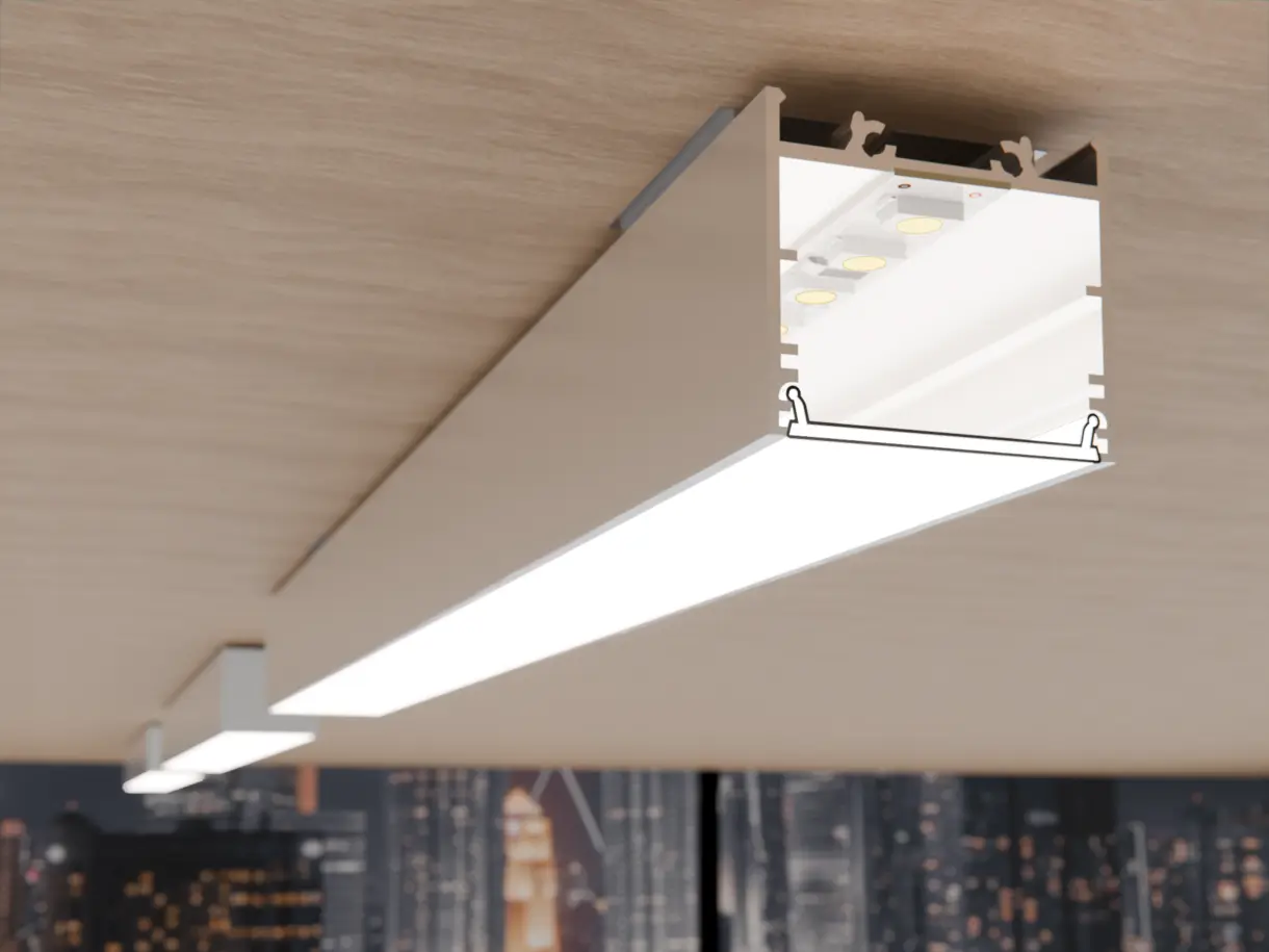 LED-Lichtleiste ENSA in Unterbaumontage am Holzfachboden – hochwertige Beleuchtungslösung von DWD Concepts