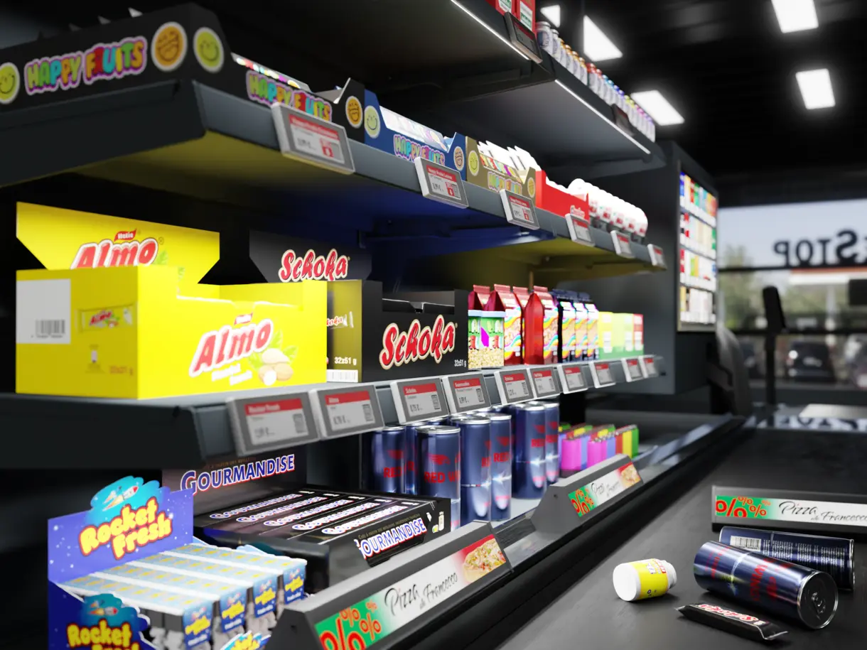 LED-Lichtleiste TITA im Regaleinsatz an der Kassenzone – verkaufsfördernde Beleuchtung von DWD Concepts