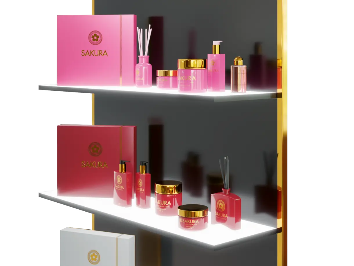 Beispielanwendung des INWI Carrysystems für die Parfümeriebranche – elegante Stromschienenlösung von DWD Concepts