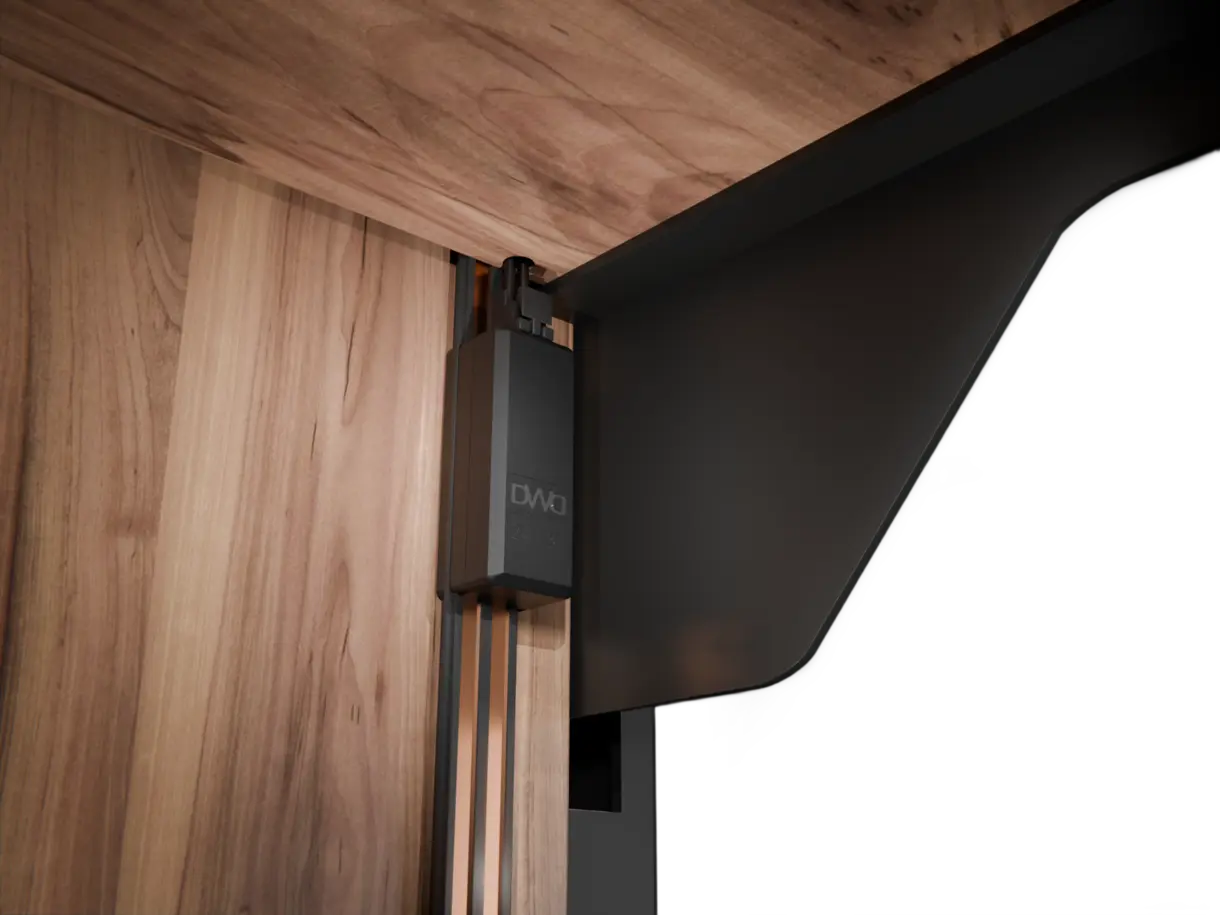 INWI Woodline Stromschiene mit montiertem INWI Woodplug – dezente Stromschienenlösung von DWD Concepts