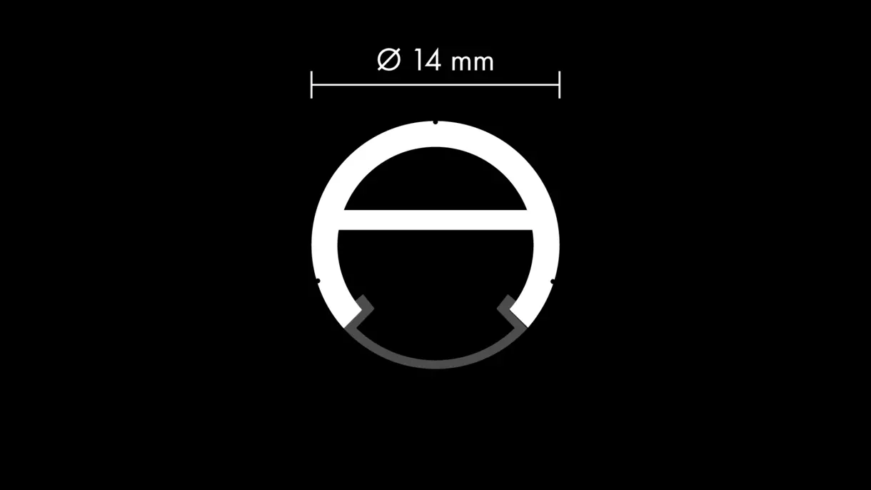 Querschnittszeichnung der LED-Lichtleiste GALLERY MDC mit Abmessungen – technische Darstellung von DWD Concepts