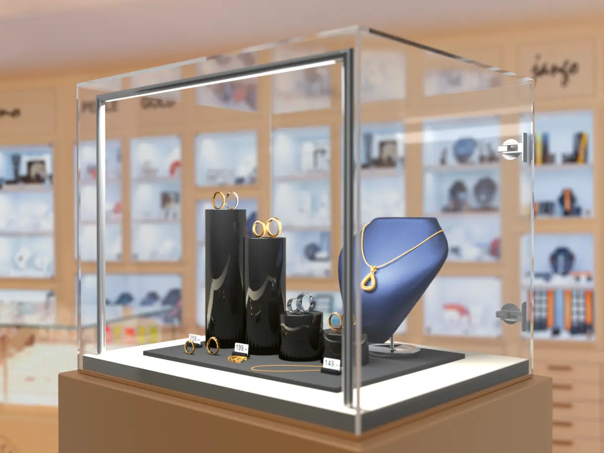 Produktpräsentation mit der Vitrinenbeleuchtung LERY